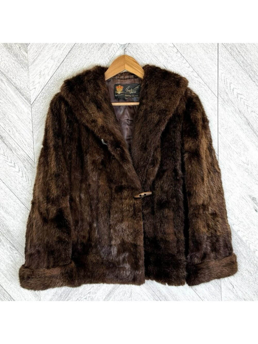 Vintage Imperial Furs Winnipeg Canada Genuine Fur Toggle Coat Womens Size L/XL